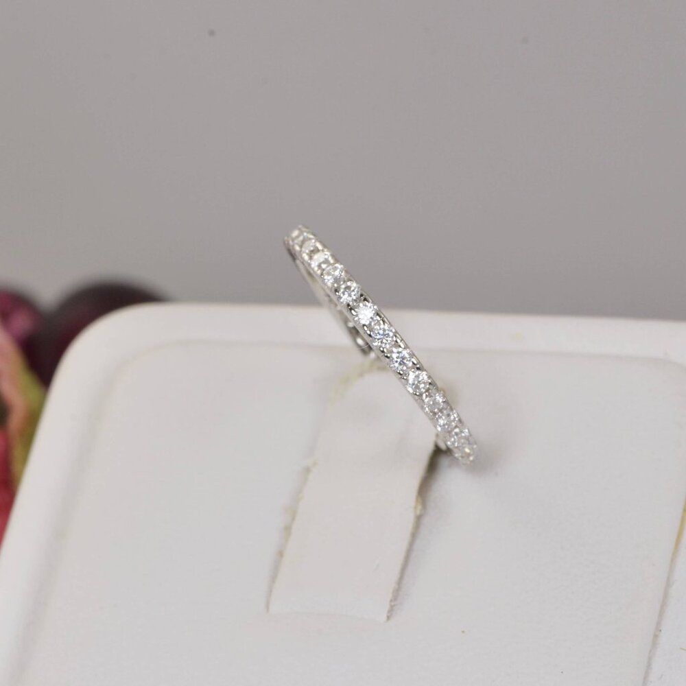 Authentic Genuine Moissanite Diamonds Full Eternity Ring Band - Picture 2 of 9